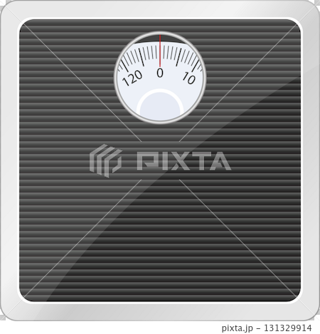 Analog Bathroom Scale Depicting Personal Weight Monitoring. Fitness and Health Illustration. 131329914