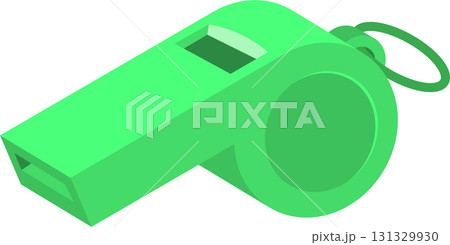 A vibrant green whistle with a loop and opening, designed for signaling or alerting others. 131329930