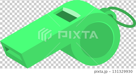 A vibrant green whistle with a loop and opening, designed for signaling or alerting others. 131329930