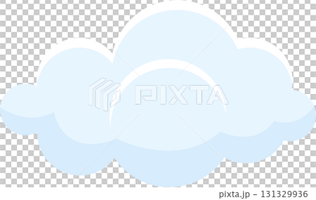 Whimsical, fluffy white cloud with soft blue shadows against a black background. Simple design. Whimsical, fluffy white cloud with soft blue shadows against a black background. Simple design. 131329936