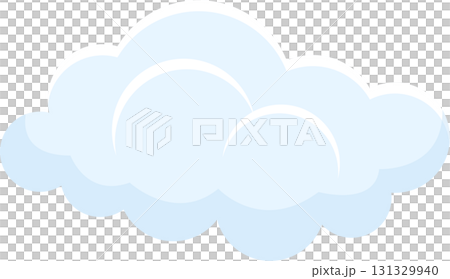 A fluffy, light blue cloud with a cartoonish style floats gently, suggesting good weather. 131329940
