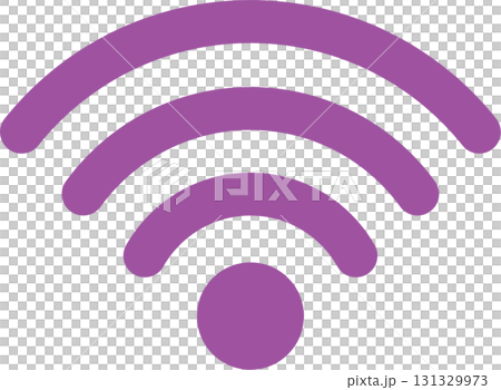 A purple wireless signal icon, indicating connectivity and network access with a simple design. A purple wireless signal icon, indicating connectivity and network access with a simple design. 131329973