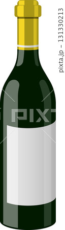 Green glass bottle with a golden cap and a white label ready for customization in a black background 131330213