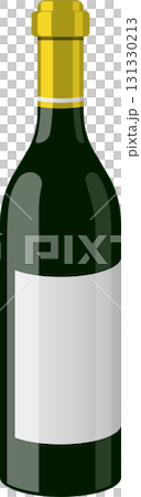 Green glass bottle with a golden cap and a white label ready for customization in a black background 131330213