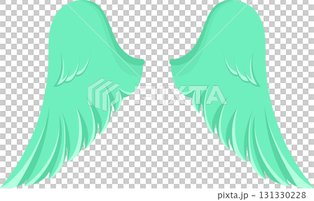 A pair of symmetrical, stylized wings in a soft, light green or turquoise color against black. A pair of symmetrical, stylized wings in a soft, light green or turquoise color against black. 131330228