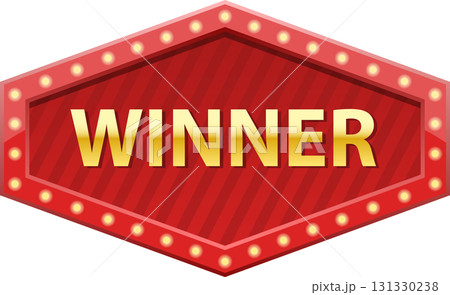 A shining hexagon-shaped sign announces the recipient's success with the word "WINNER" in gold. A shining hexagon-shaped sign announces the recipient's success with the word "WINNER" in gold. 131330238