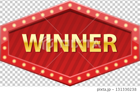 A shining hexagon-shaped sign announces the recipient's success with the word "WINNER" in gold. A shining hexagon-shaped sign announces the recipient's success with the word "WINNER" in gold. 131330238