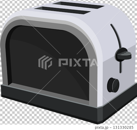 An appliance for making toast, featuring slots at the top and dial for adjusting settings. An appliance for making toast, featuring slots at the top and dial for adjusting settings. 131330285