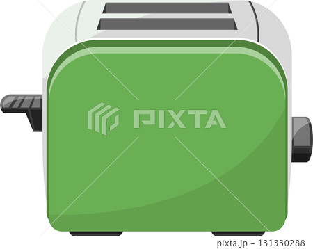 Green Toaster: Preparing your morning toast with this stylish kitchen appliance. 131330288