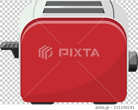 Vibrant red and white toaster, perfect for crispy morning toast and kitchen convenience. Vibrant red and white toaster, perfect for crispy morning toast and kitchen convenience. 131330291