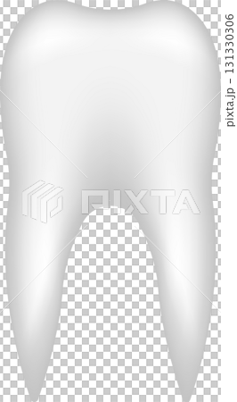 A detailed, white tooth is prominently displayed against a dark background, showing anatomy. 131330306