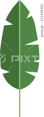 Stylized leaf with a central stem and serrated edges, showcasing a simple and clean design. 131330381
