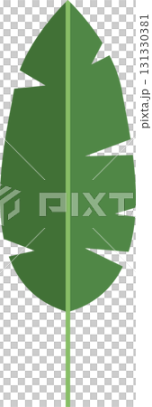 Stylized leaf with a central stem and serrated edges, showcasing a simple and clean design. 131330381