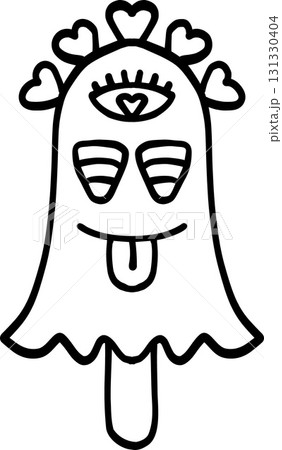 halloween illustration Playful purple popsicle with a whimsical design in doodle line style 131330404