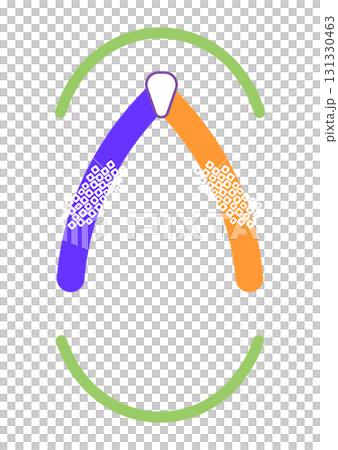 和風の着物の草履・履物のフレーム枠の素材イラスト　カラフル青と緑　白バックベクターpng透明 131330463