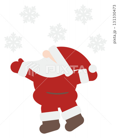 雪の中はしゃぐかわいい横顔のサンタクロース 131330473