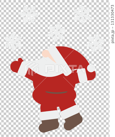 雪の中はしゃぐかわいい横顔のサンタクロース 131330473