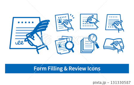 書類に記入するシンプルなアイコンセット 131330587