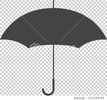 A minimalist gray umbrella on a black background, protecting from rain and providing shelter. 131330701
