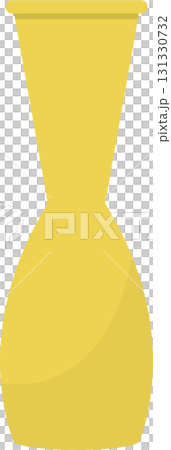 Illustration of a golden vase, showcasing a unique design with a narrow center and wide ends. 131330732