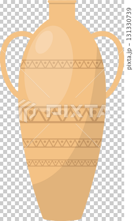 Classic vase with handles, featuring a textured design pattern, evoking ancient pottery traditions 131330739