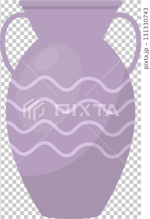 A purple vase with wavy horizontal lines and two handles, perfect for displaying flowers. 131330743