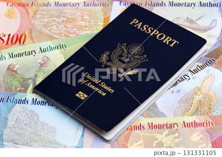 American Passport on Cayman Islands money 131331105
