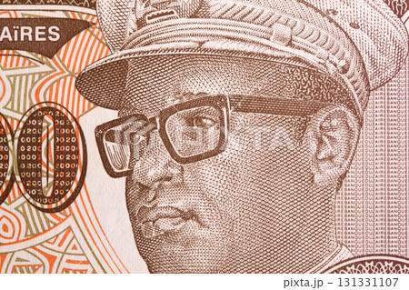 Mobutu Sese Seko a closeup portrait from Zairian money Mobutu Sese Seko a closeup portrait from Zairian money 131331107