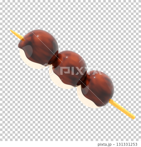 3D illustration, 3D rendering of Japanese sweets, Mitarashi Dango. 131331253