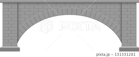 Illustration of a symmetrical gray stone bridge with an arched opening against black background. Illustration of a symmetrical gray stone bridge with an arched opening against black background. 131331281