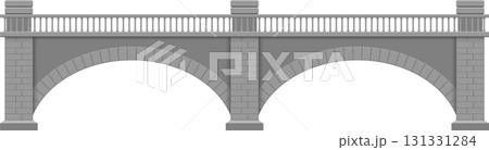 A gray stone bridge spans an unseen space, with a detailed balustrade and two visible arches. A gray stone bridge spans an unseen space, with a detailed balustrade and two visible arches. 131331284