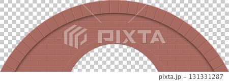 Illustration of two brick arches, one smaller and inside the larger one, against black background. 131331287