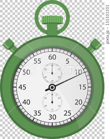 Green stopwatch displaying the time passing, useful for timing exercises and other activities. 131331331