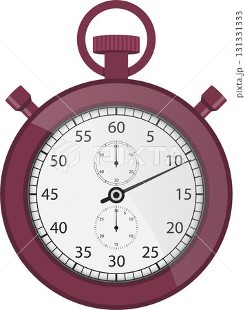 Burgundy colored stopwatch with white dial and black numerals used to measure time intervals. Burgundy colored stopwatch with white dial and black numerals used to measure time intervals. 131331333