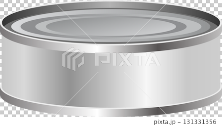 Metallic silver can for containing food or other product, top view, seamless and simple. 131331356