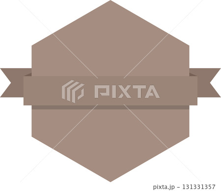 A geometric badge or label with a banner is displayed against a solid black background. A geometric badge or label with a banner is displayed against a solid black background. 131331357