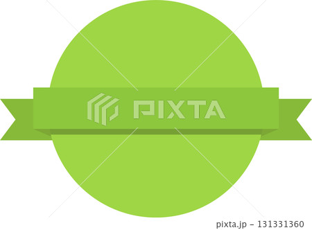 A vibrant green graphic featuring a central circle overlaid with a horizontal banner design. 131331360