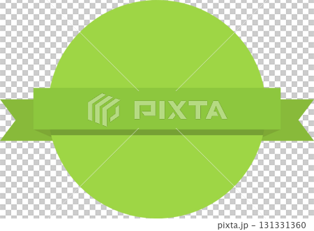 A vibrant green graphic featuring a central circle overlaid with a horizontal banner design. 131331360