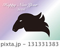 馬の頭部のシルエットの年賀状 131331383