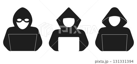 Incognito anonymous character silhouette icon, hacker or scammer with hidden face, villain. Thief, criminal, robber simple sign. Incognito anonymous character silhouette icon, hacker or scammer with hidden face, villain. Thief, criminal, robber simple sign. 131331394