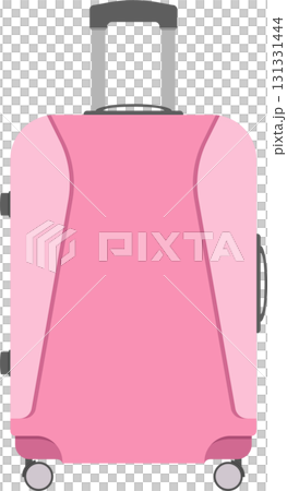 A pink rolling suitcase with a grey retractable handle ready for travel and adventure. A pink rolling suitcase with a grey retractable handle ready for travel and adventure. 131331444