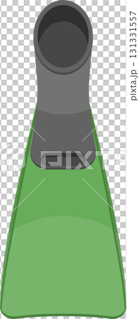 Illustration of a single green and gray flipper, aquatic equipment for swimming underwater. Illustration of a single green and gray flipper, aquatic equipment for swimming underwater. 131331557