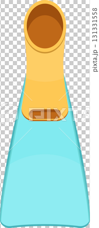 Cartoon depiction of an aqua and yellow diving fin, suitable for underwater swimming gear Cartoon depiction of an aqua and yellow diving fin, suitable for underwater swimming gear 131331558