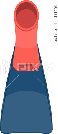 A cartoon image of a swim fin or flipper with a blue blade and coral-colored foot pocket. 131331559