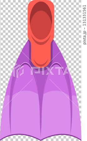 A purple and orange swim fin for snorkeling or diving, designed for propulsion and speed. 131331561