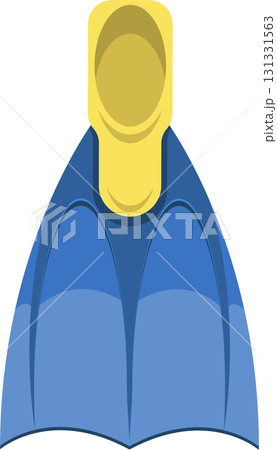 A blue swim fin with a yellow foot pocket ready for underwater exploration and water activities. A blue swim fin with a yellow foot pocket ready for underwater exploration and water activities. 131331563
