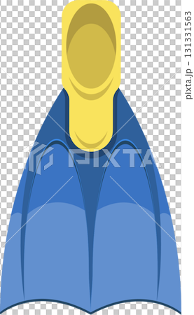 A blue swim fin with a yellow foot pocket ready for underwater exploration and water activities. A blue swim fin with a yellow foot pocket ready for underwater exploration and water activities. 131331563
