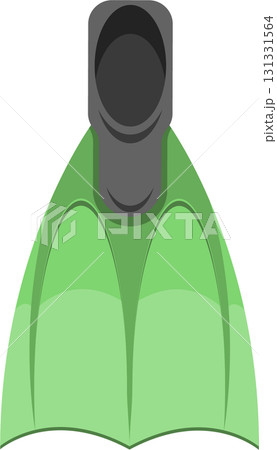 Vector illustration of a green swim fin or flipper, used for swimming and water activities. 131331564
