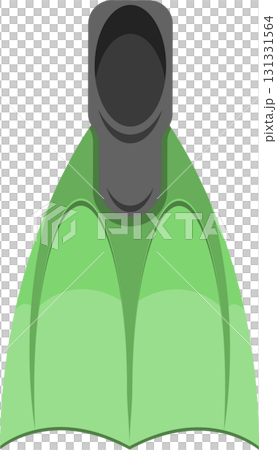Vector illustration of a green swim fin or flipper, used for swimming and water activities. 131331564