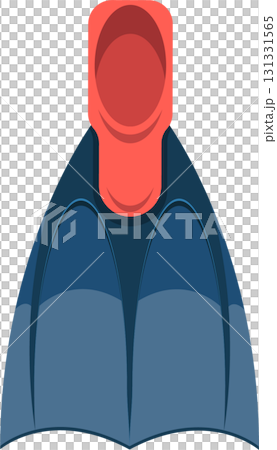 Illustration of a swim fin, aquatic gear used for propulsion, marine recreation equipment. 131331565
